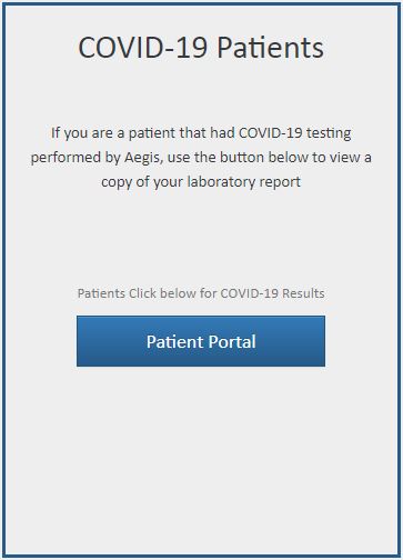 Aegis Covid 19 Patient Portal