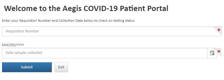 Aegis Covid 19 Patient Portal